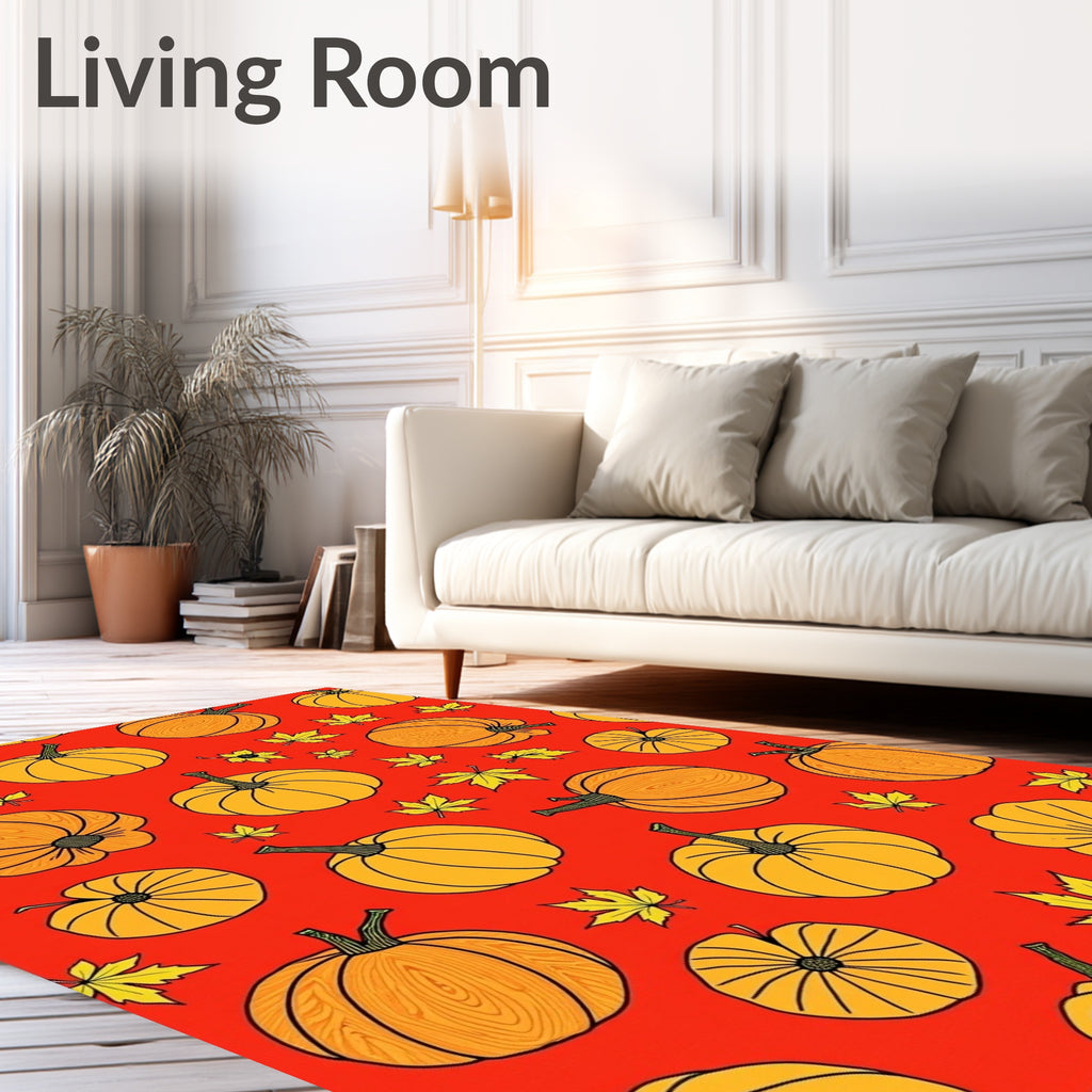 Pumpkin Maple Leaf Autumn Scarlet Round Rug