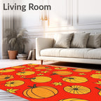 Pumpkin Maple Leaf Autumn Scarlet Round Rug