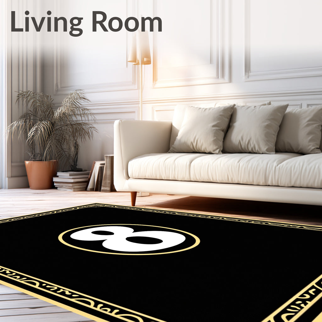 Bold Black White Number Eight Frame Rug