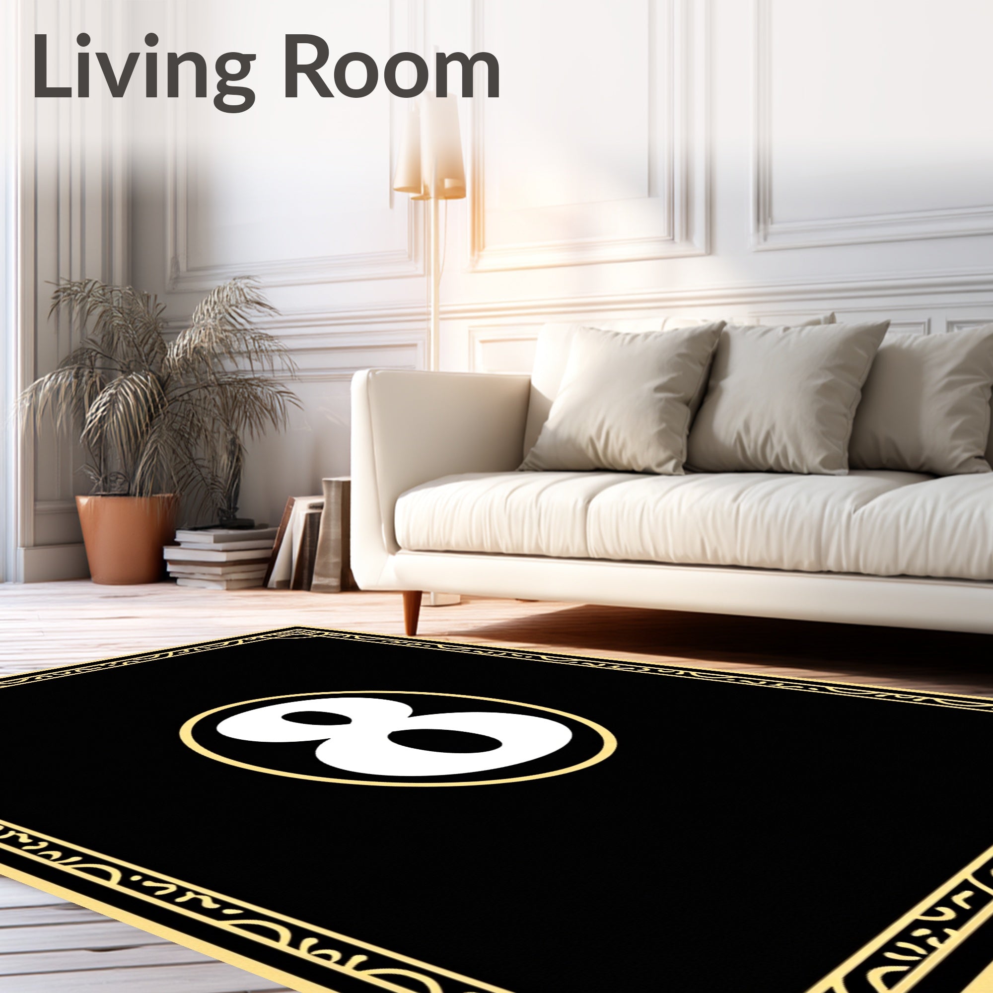 Bold Black White Number Eight Frame Rug
