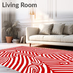 Bold Red Swirling Stripe Accordion Rug