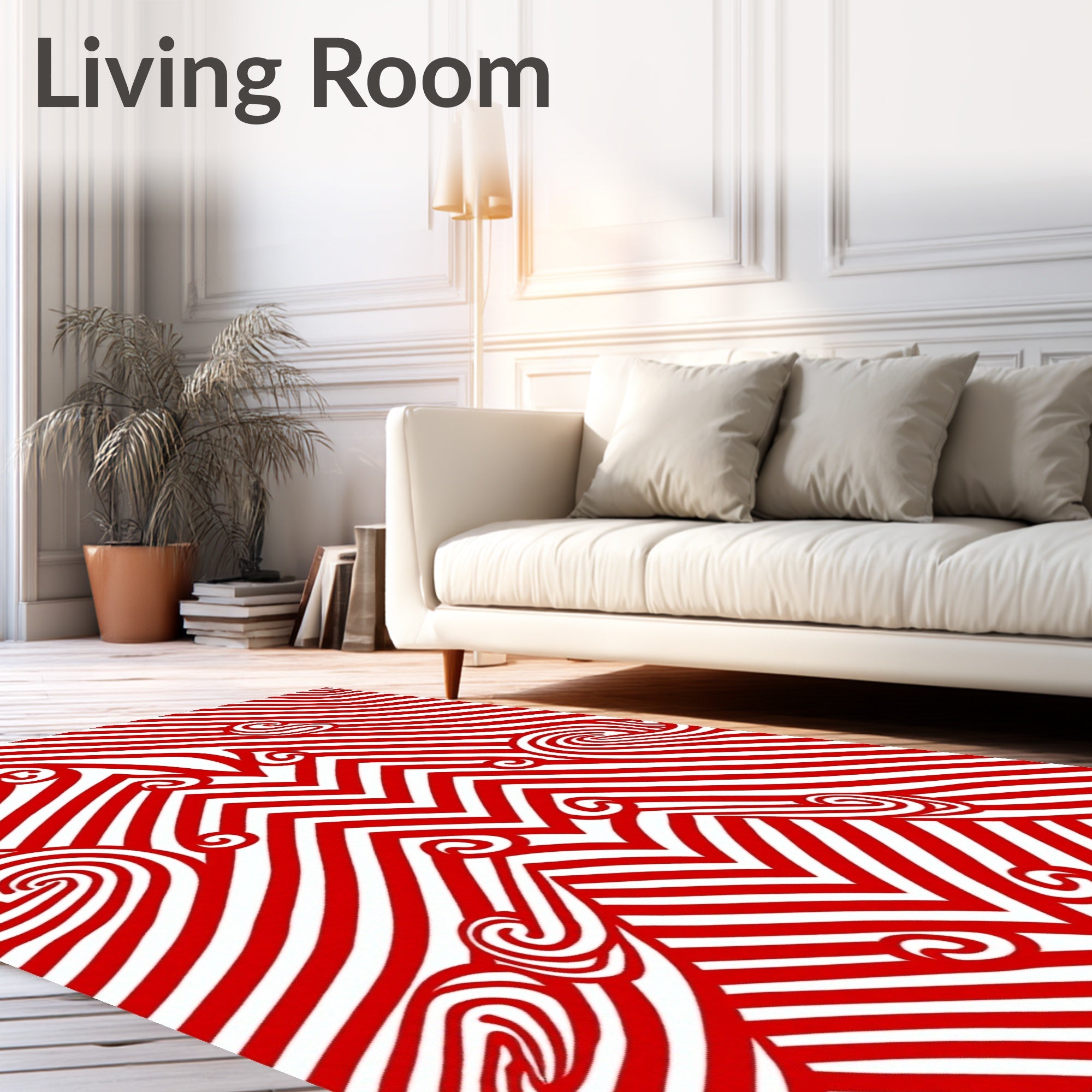 Bold Red Swirling Stripe Accordion Rug