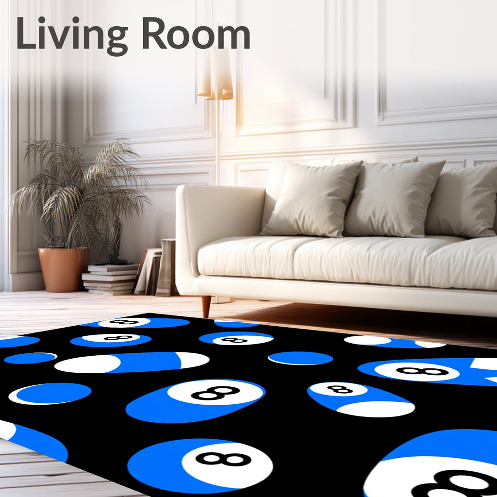 Bold Blue Eight Ball Collection Rug