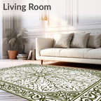 Ornate Green Floral Mandala Rug
