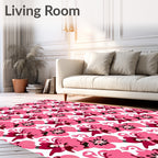 Crimson Magenta Floral Blossom Collection Rug