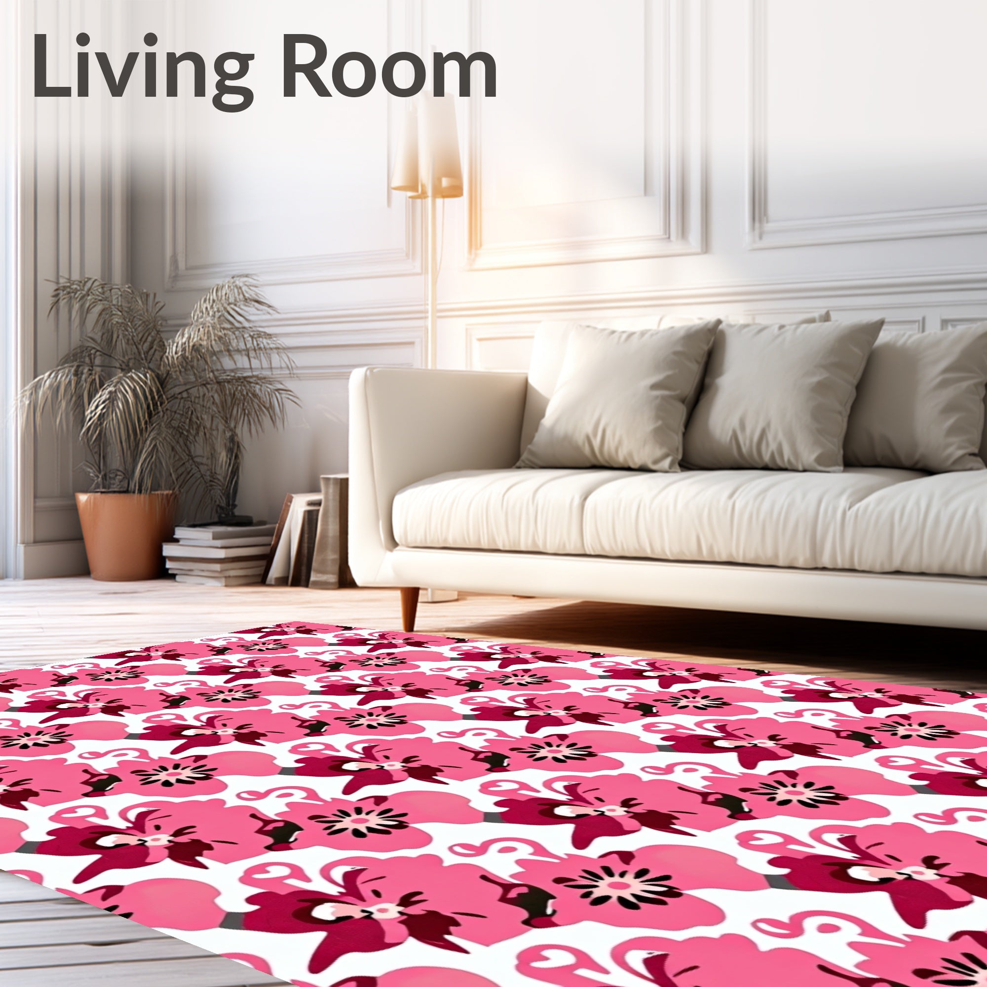 Crimson Magenta Floral Blossom Collection Rug