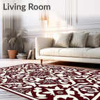 Deep Red Floral Medallion Square Rug