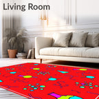 Red Atomic Science Flask Collection Rug
