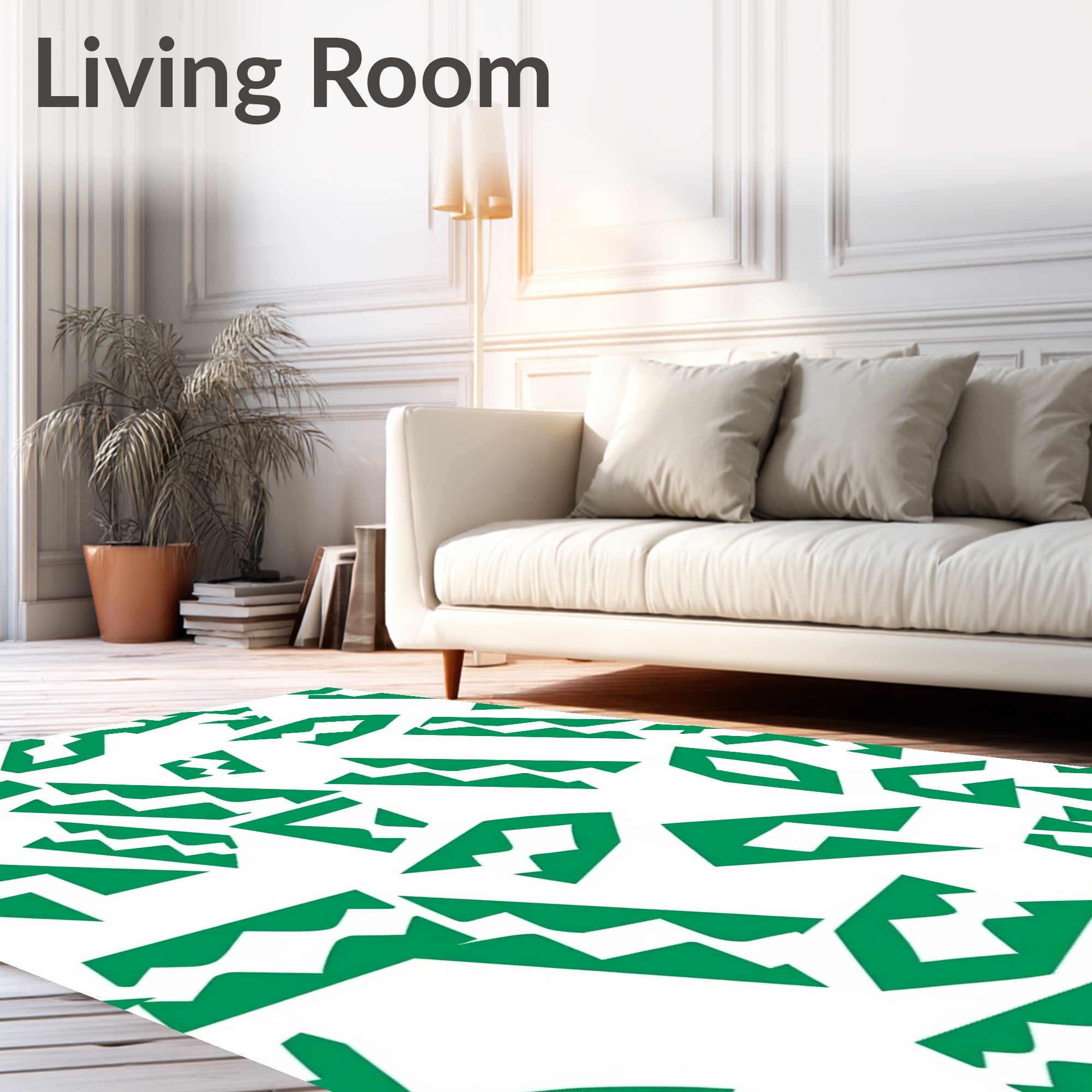 Green Jagged Geometric Collage Rug