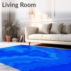 Deep Blue Marble Ripple Rug