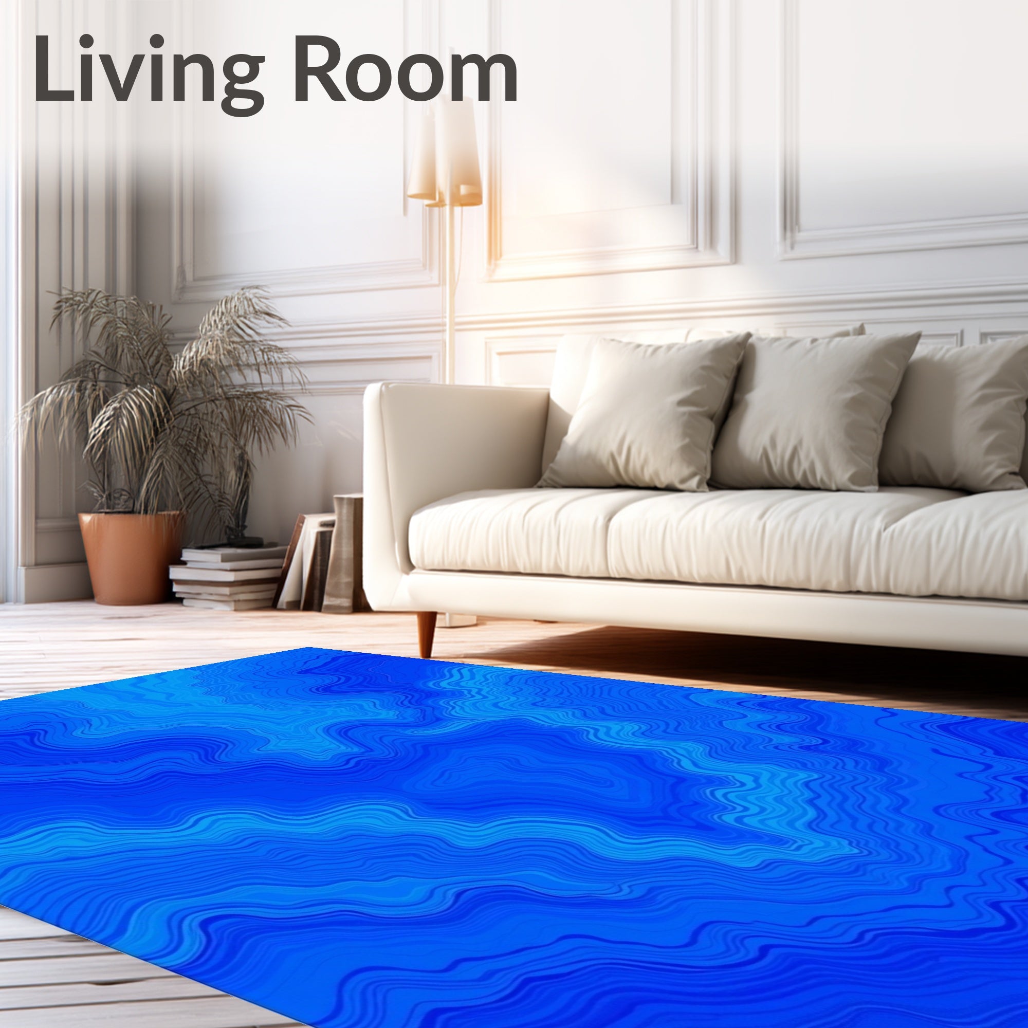 Deep Blue Marble Ripple Rug
