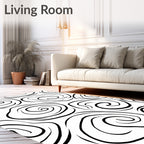 Monochromatic Swirl Abstract Line Art Rug