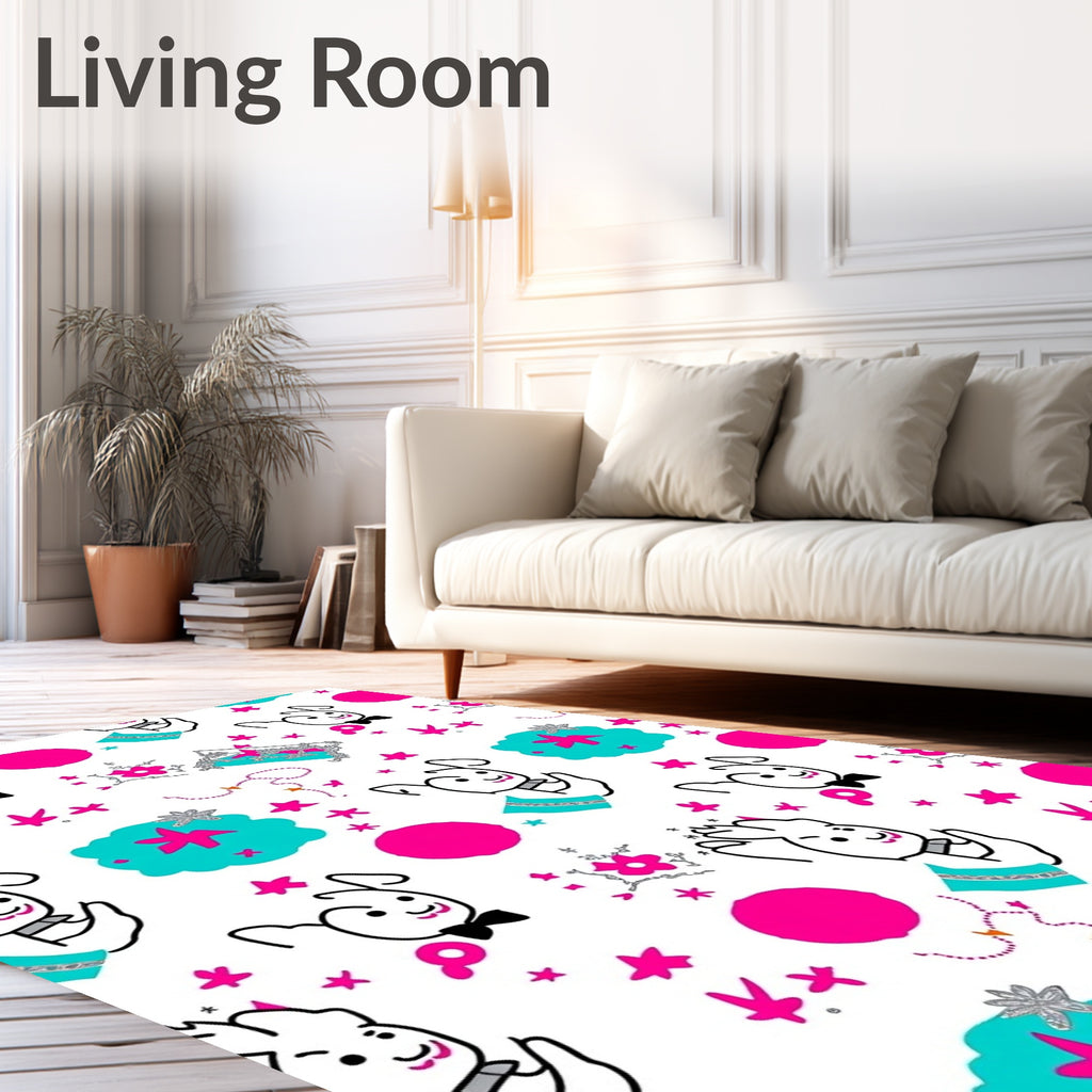 Playful Pink Bunny Starburst Compilation Rug