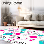 Playful Pink Bunny Starburst Compilation Rug