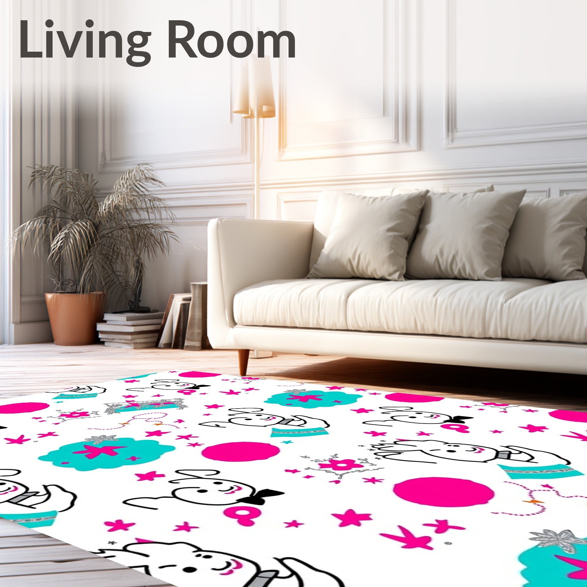 Playful Pink Bunny Starburst Compilation Rug