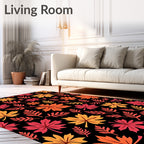 Autumn Leaf Cluster Black Ground Rug