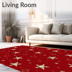 Red Golden Stars Whimsical Hearts Rug