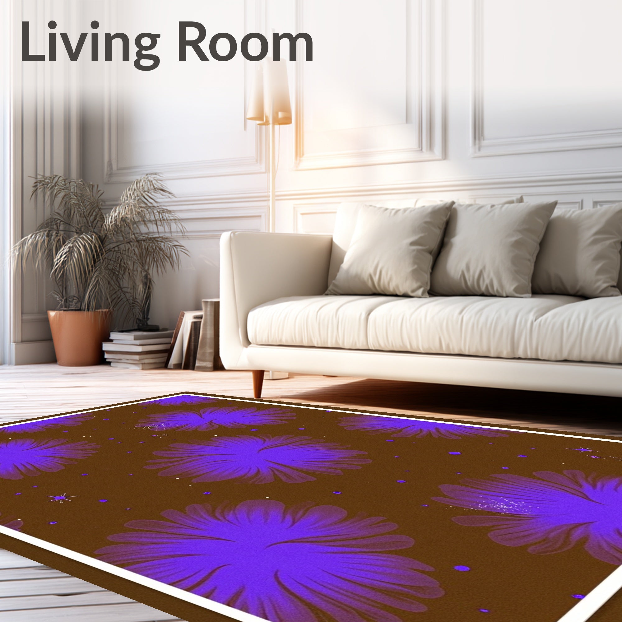 Vibrant Purple Floral Galaxy Rug