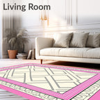 Modern Pink Geometric Diamond Framework Rug