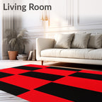 Bold Red Black Checkerboard Squares Rug