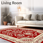 Classic Red Cream Medallion Frame Rug
