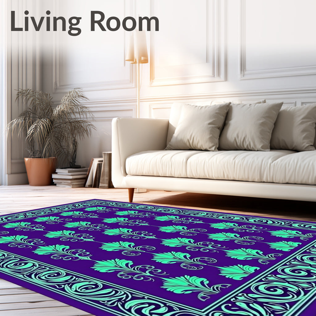 Emerald Floral Regal Border Rug