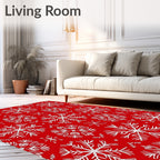 Crimson White Snowflake Cluster Rug