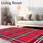 Crimson Red Green Plaid Rug