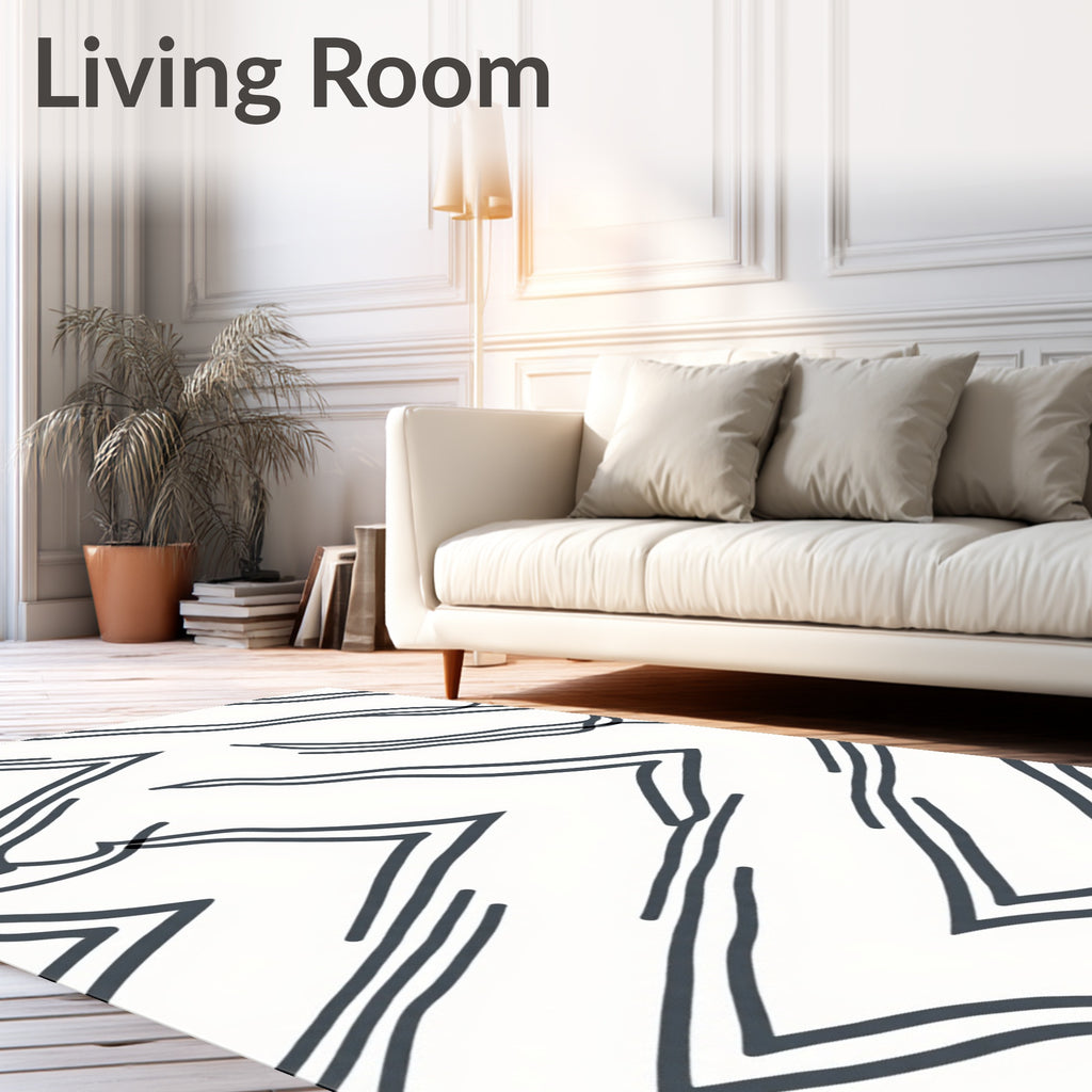 Bold Charcoal Jagged Lines Rug
