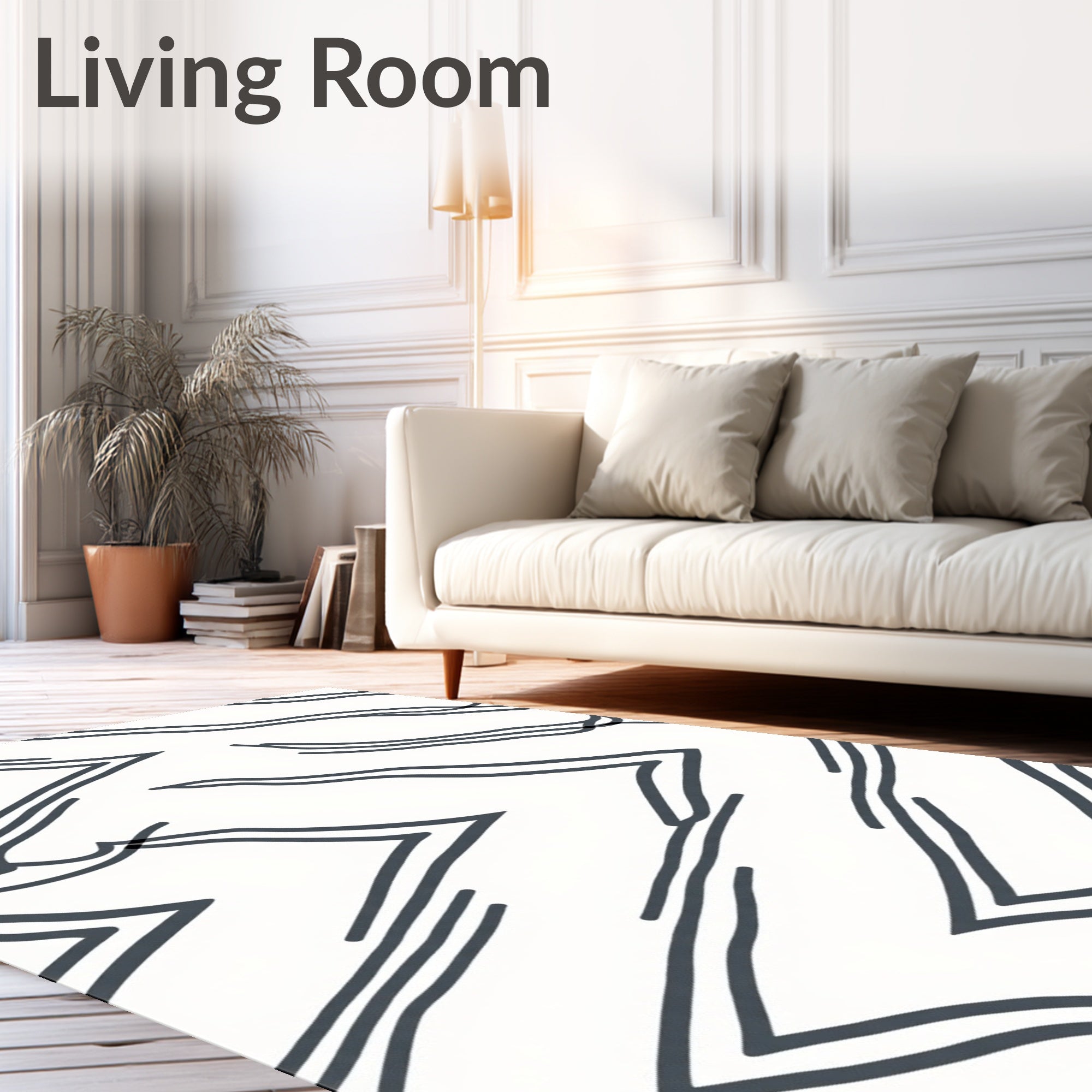 Bold Charcoal Jagged Lines Rug