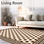 Brown Floral Lattice Border Rug