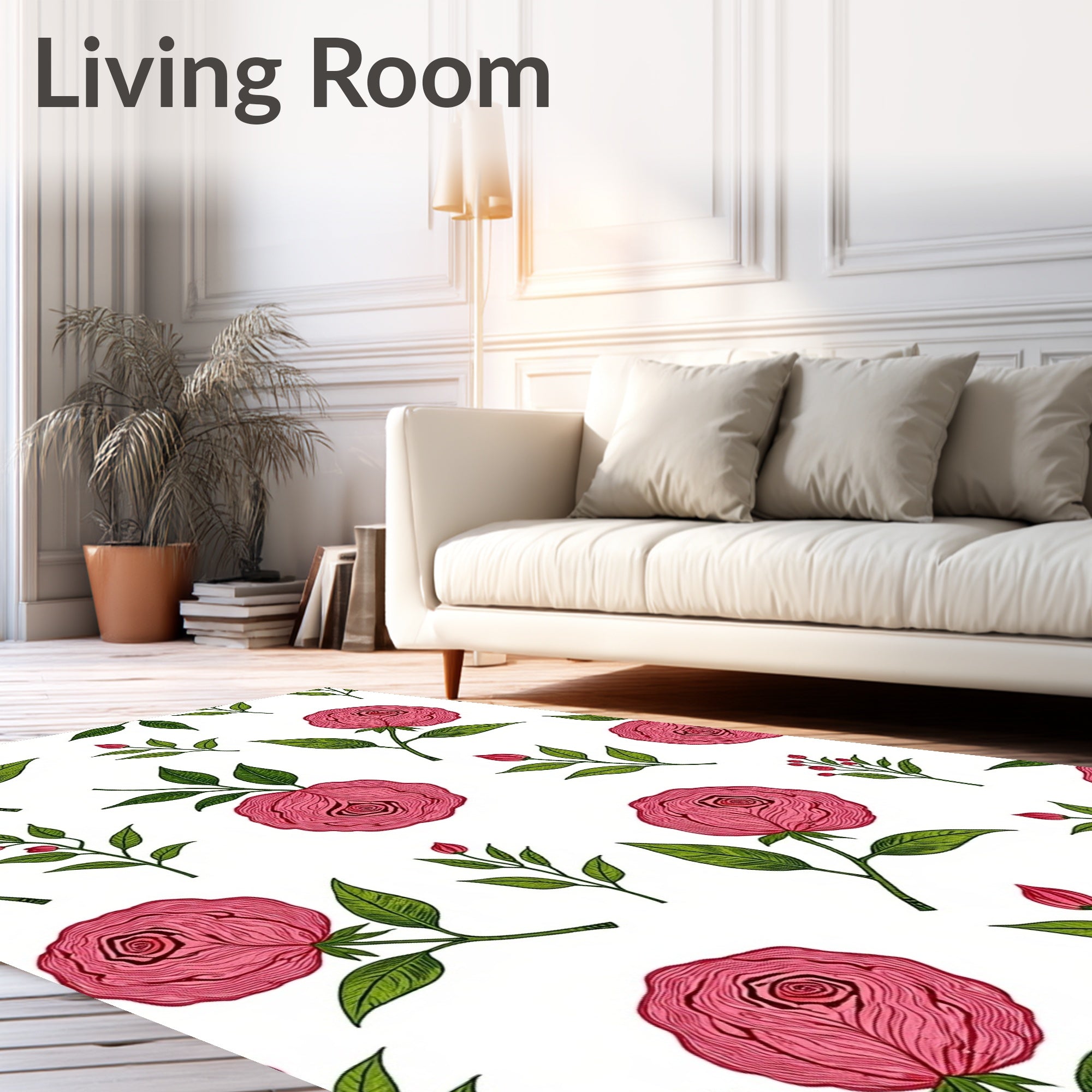 Pink Rose Botanical Garden Tapestry Rug
