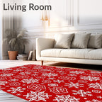 Red White Snowflake Scatter Rug