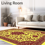 Rich Burgundy Floral Scrolling Medallion Rug