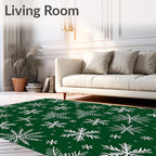 White Snowflake Forest Snowfall Rug