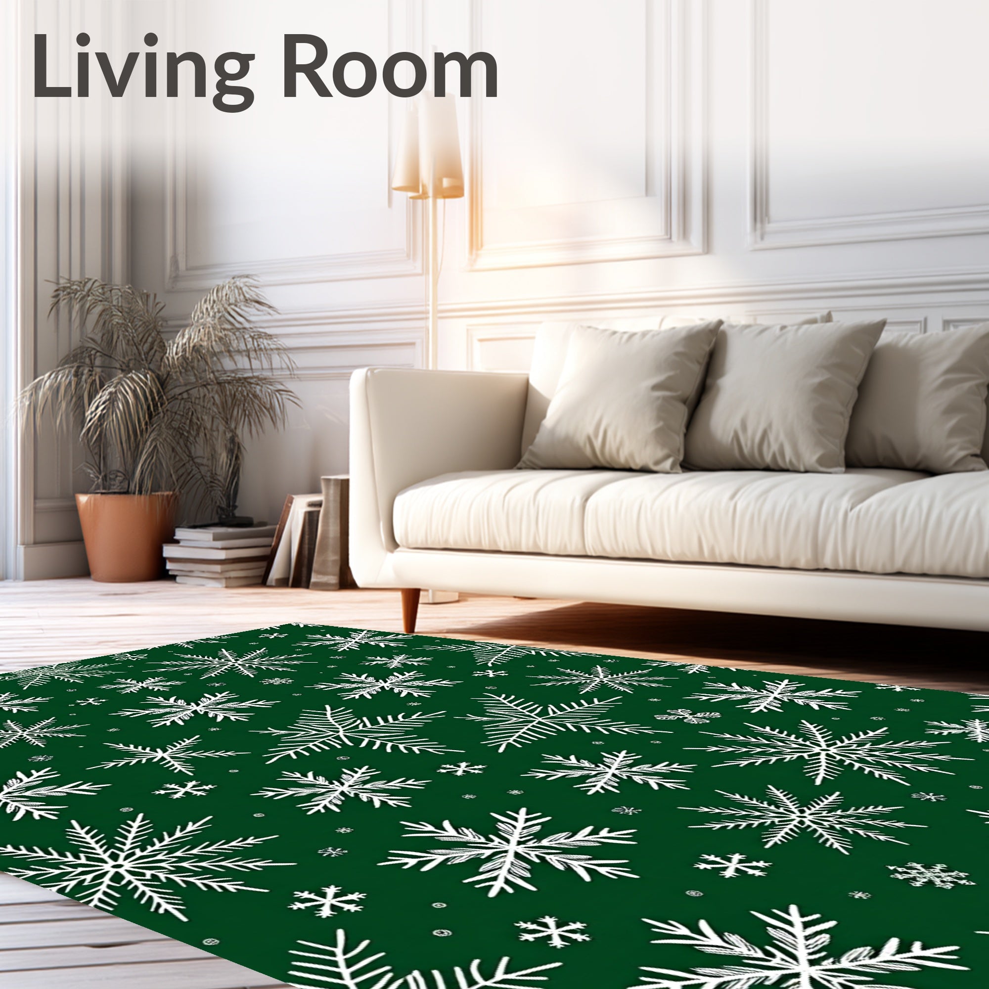White Snowflake Forest Snowfall Rug