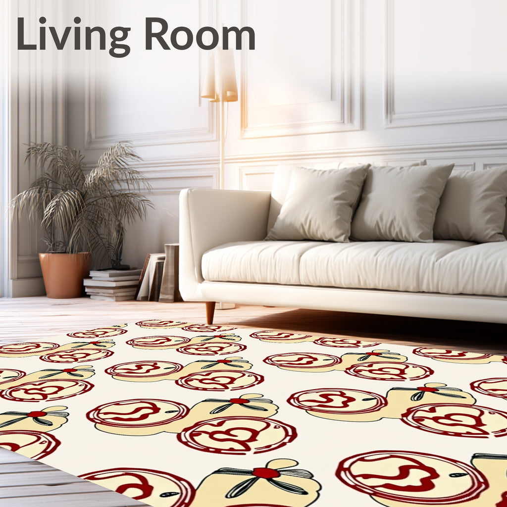 Crimson Floral Outline Abstract Rug