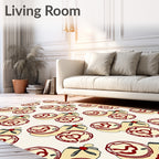 Crimson Floral Outline Abstract Rug