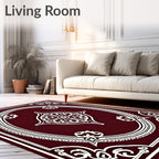Crimson White Ornate Floral Medallion Rug