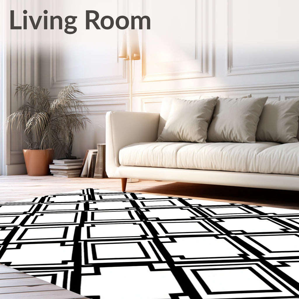 Geometric Black Diamond Contemporary Rug