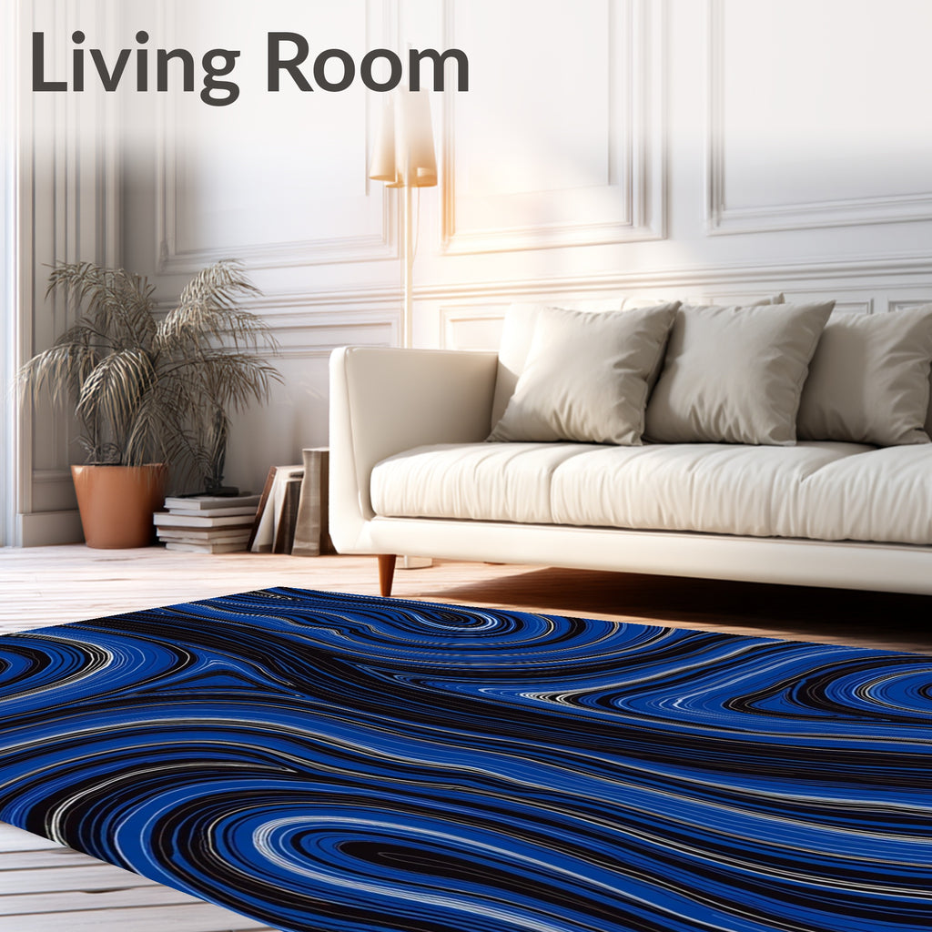 Deep Blue Swirl Agate Texture Rug