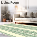Green Striped Chevron Cream Accent Rug