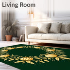 Golden Pumpkin Leaf Wreath Rug