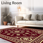 Crimson Yellow Ornate Medallion Border Rug