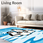 Cute Penguin Family Winter Snowflakes Rug