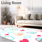 Whimsical Pink Castle Cloud Heart Rug