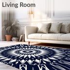 Bold Indigo Symmetrical Sunburst Rug