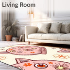 Whimsical Pink Furball Floral Sea Creature Rug