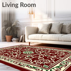 Deep Red Intricate Floral Medallion Rug