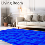 Bold Blue Woven Geometric Rug